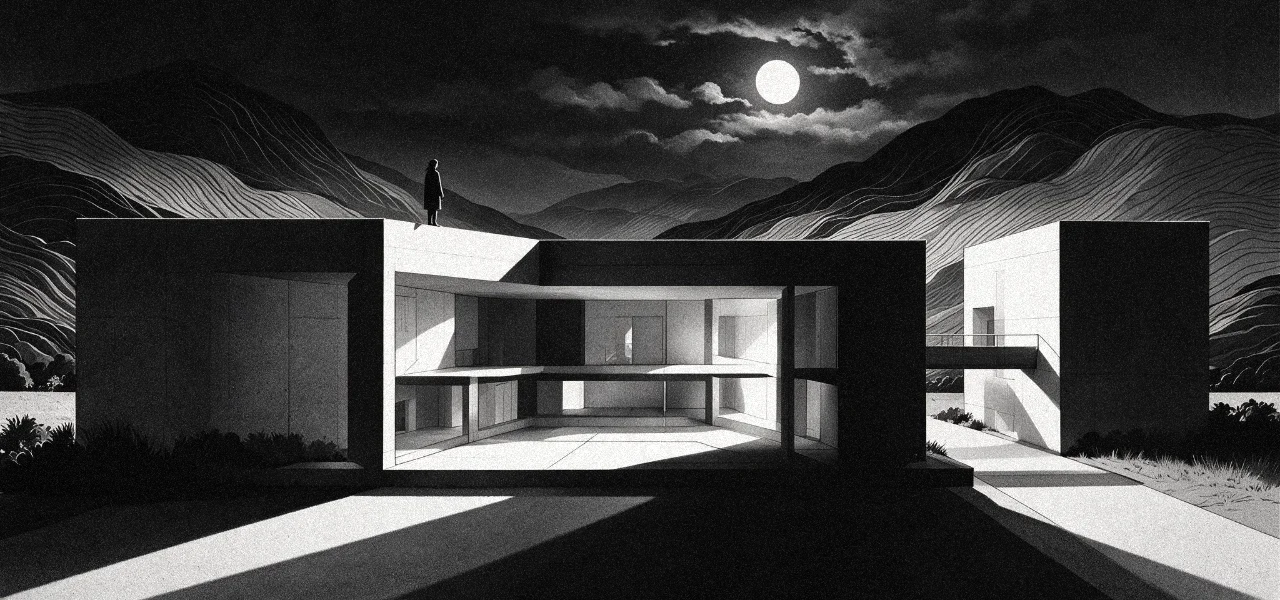 Editorial illustration of a unified architectural complex connected to a single external building.