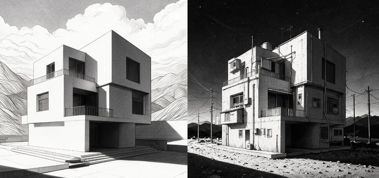 Architectural illustration comparing privacy by design with a retrofitted approach.