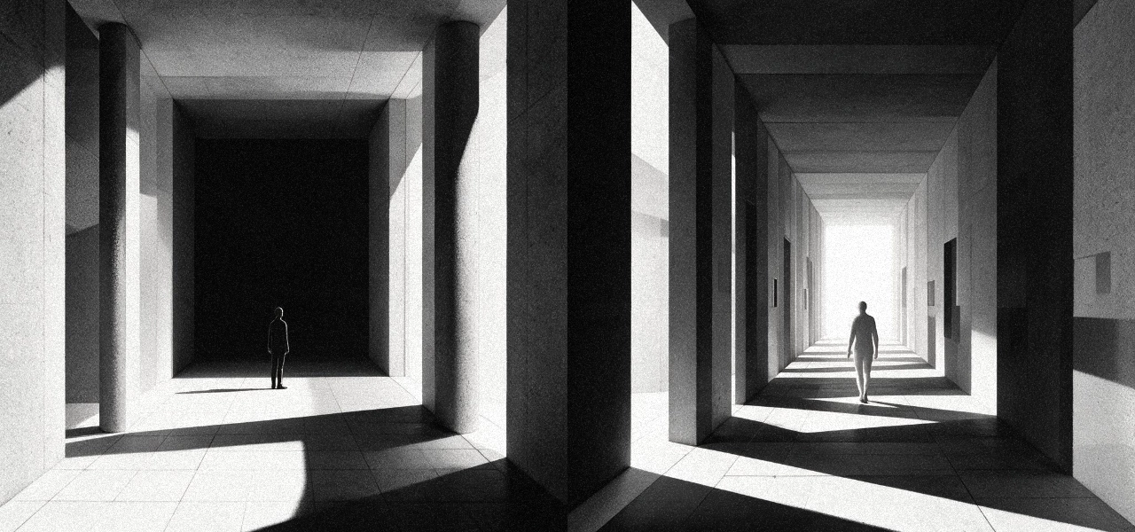 Editorial illustration comparing a blocked corridor with a continuous path that clearly shows progress.